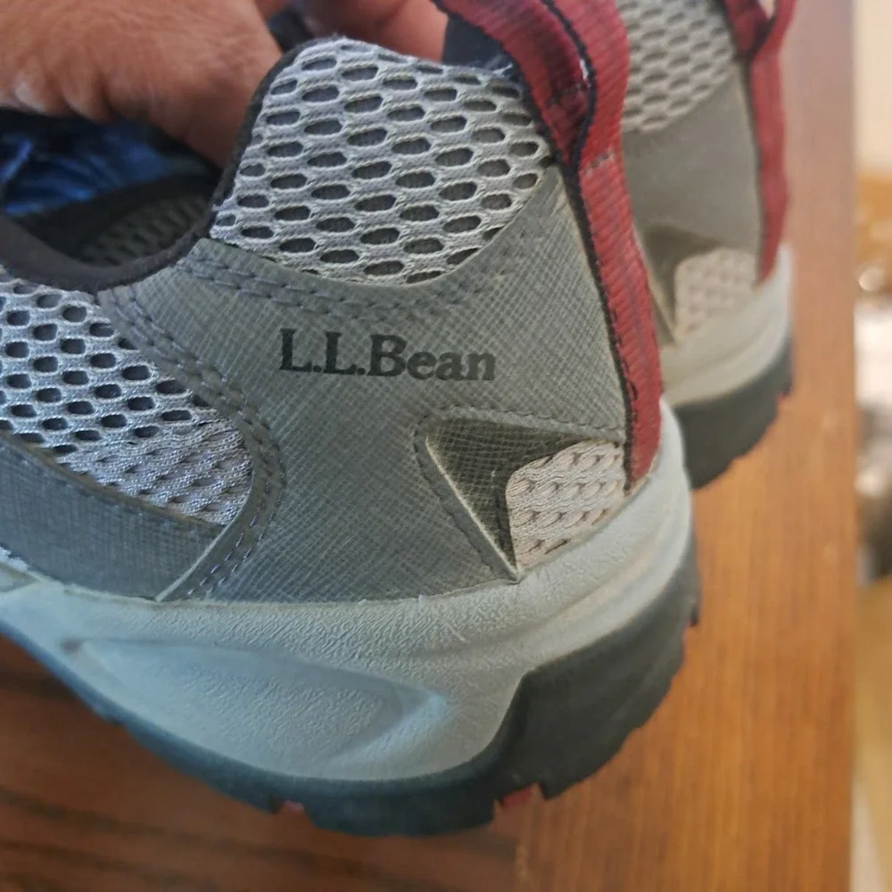 LL Bean Mens Gray Burgundy Mesh Hiking Trail Shoes 299933 Size 10 Medium